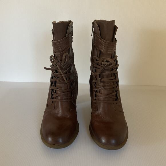 Vintage Born 90's Granny Victorian Brown Leather Heeled Ankle Boots Size 40 - Picture 4 of 15